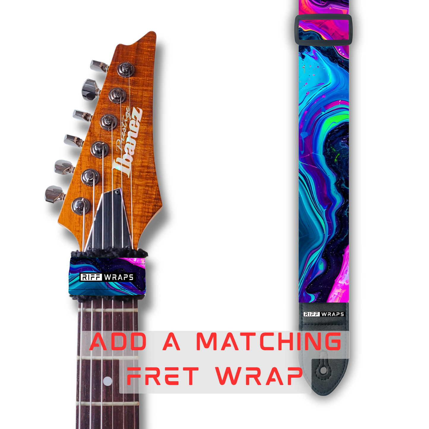 Swirls - Neon 1 - Padded Guitar Strap