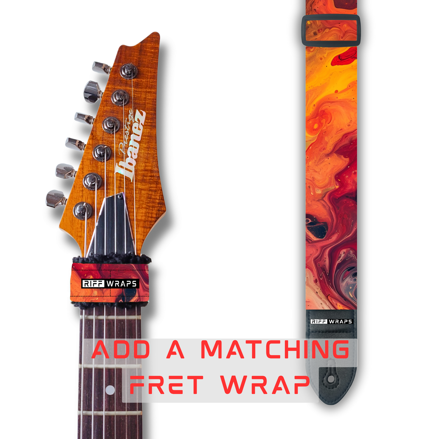 Swirls - Orange & Red - Padded Guitar Strap