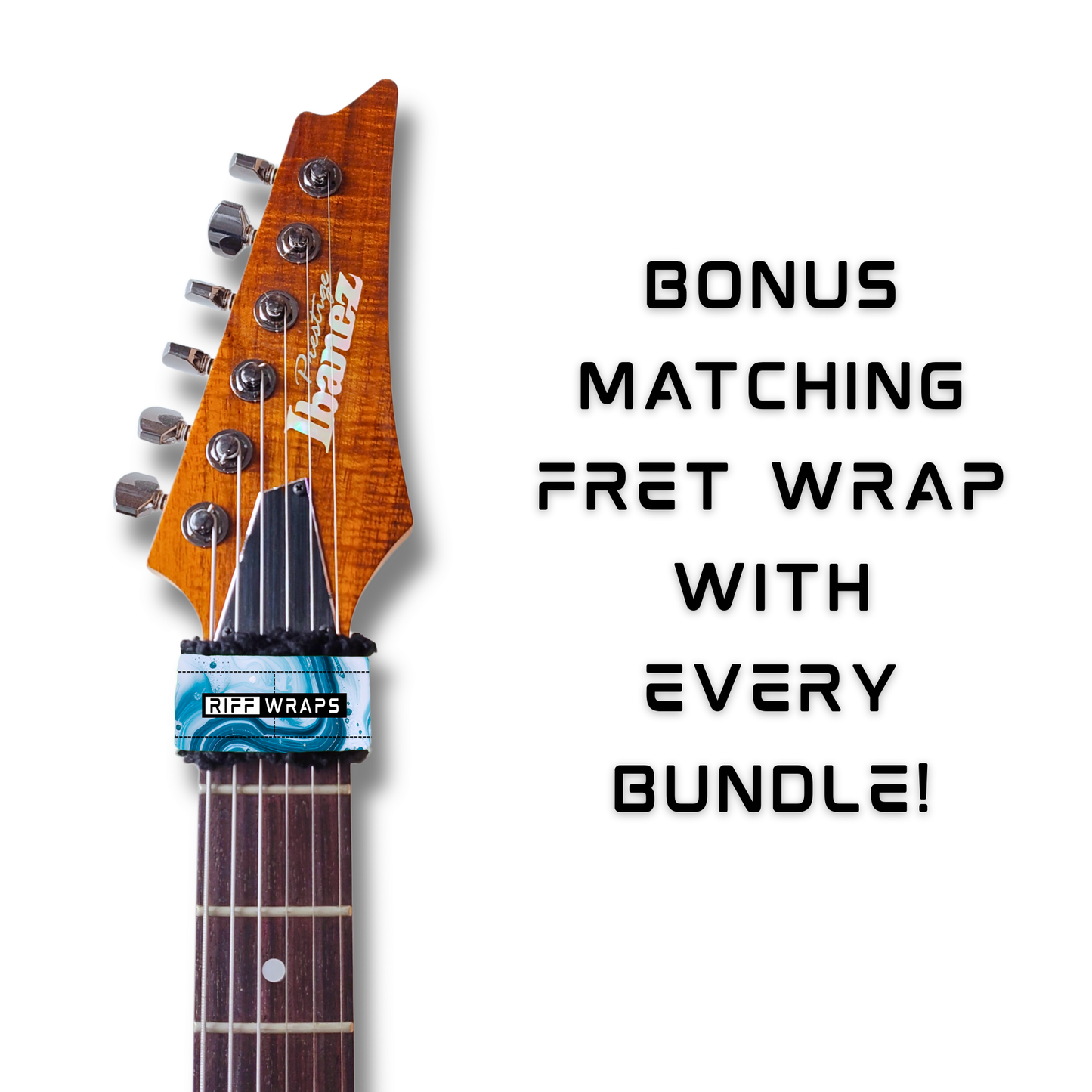 Swirls - Blue & White  - Guitar Wrap & Strap Bundle