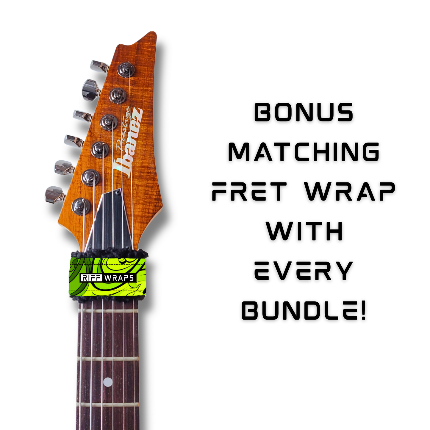 Swirls - Green & Black  - Guitar Wrap & Strap Bundle