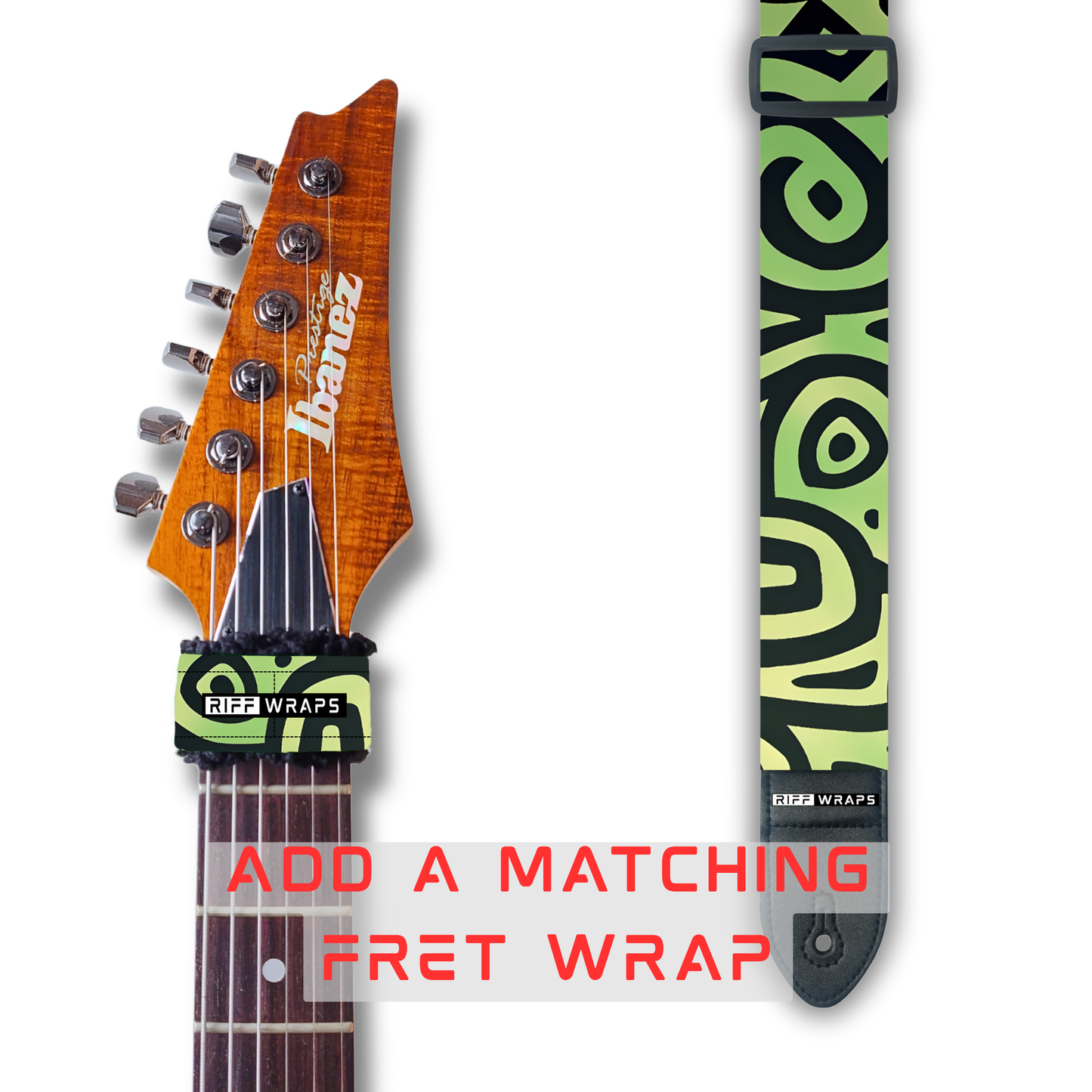 Tribal - Aperiodic Green & Black - Padded Guitar Strap