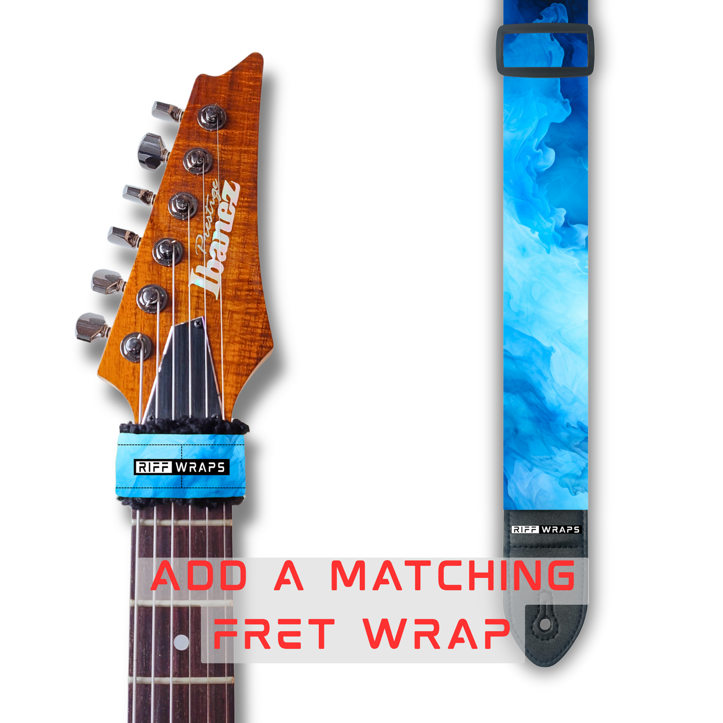 Watercolour - Blue 1 - Padded Guitar Strap