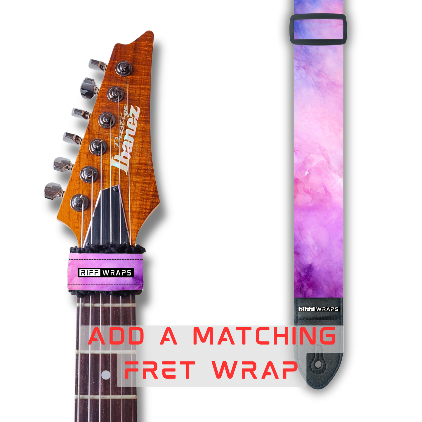 Watercolour - Pink & Blue - Padded Guitar Strap