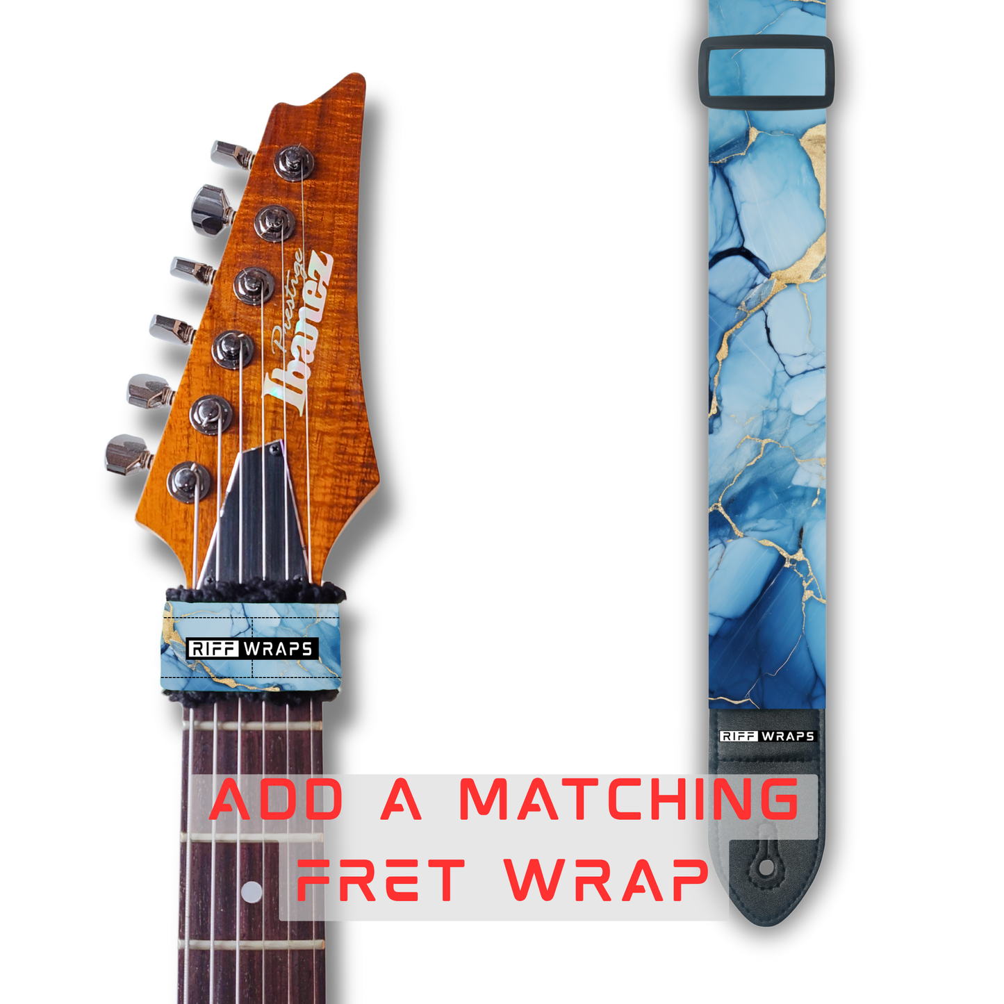 Marble - Blue & Gold - Padded Guitar Strap