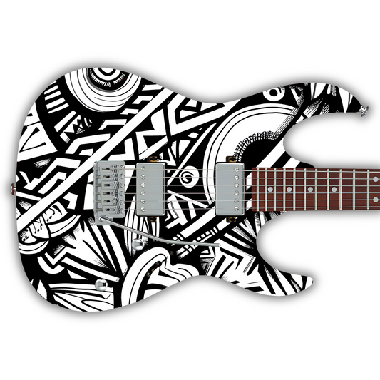 Black & White - Tribal - Guitar Vinyl Wrap