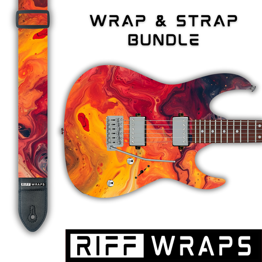 Swirls - Orange & Red - Guitar Wrap & Strap Bundle