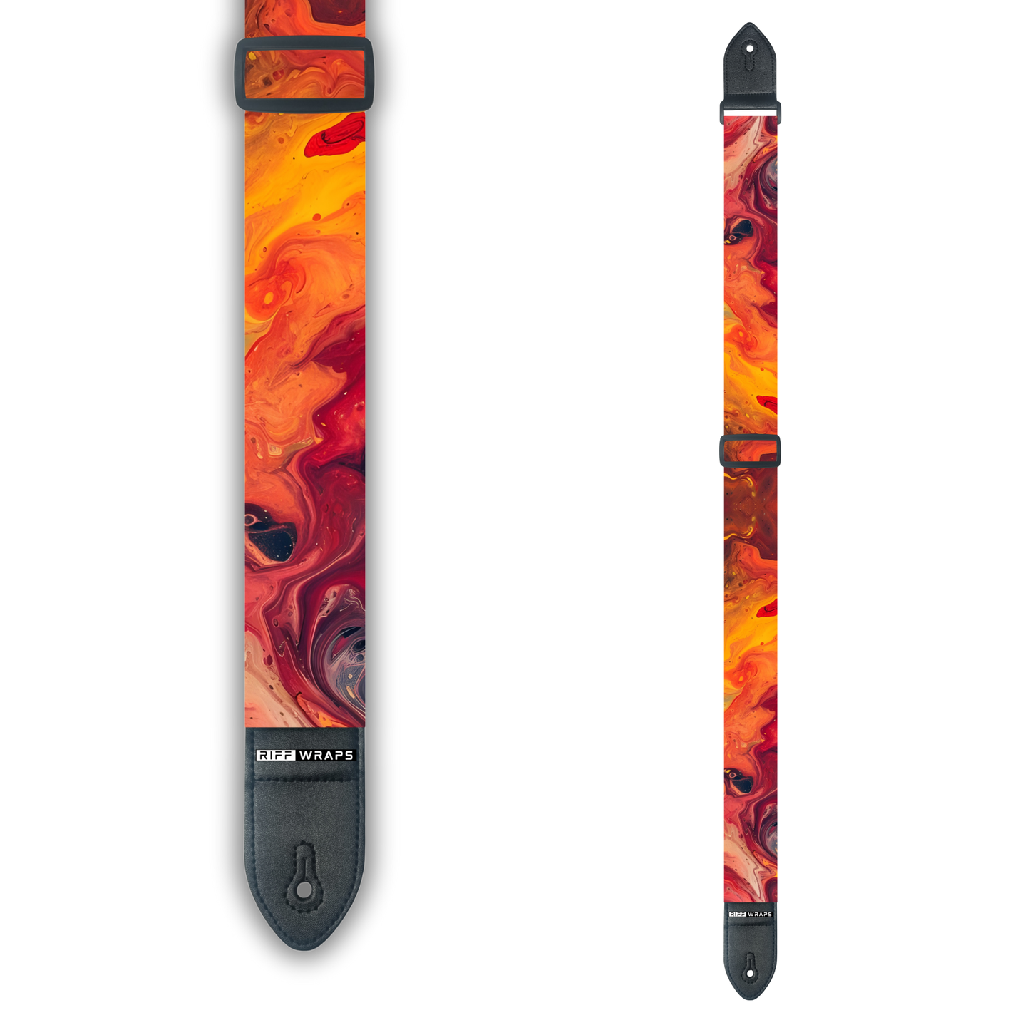 Swirls - Orange & Red - Padded Guitar Strap