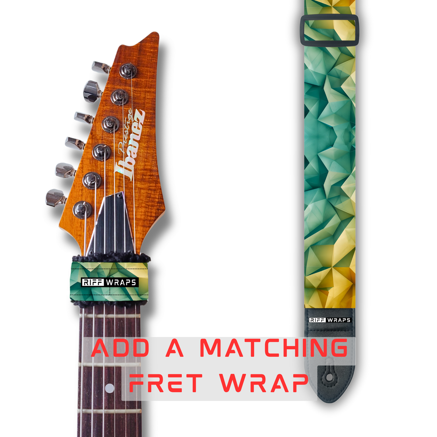 Geometric - Voronoi Green & Yellow - Padded Guitar Strap