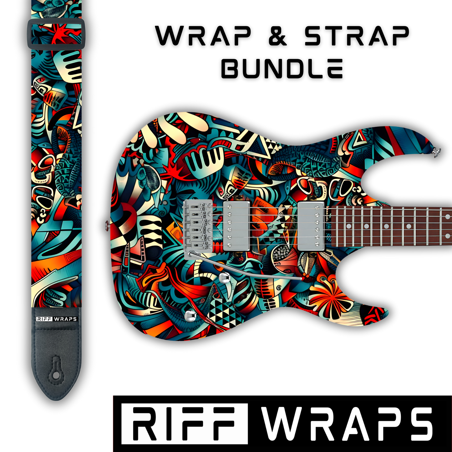Tribal - Abstract 1 - Guitar Wrap & Strap Bundle