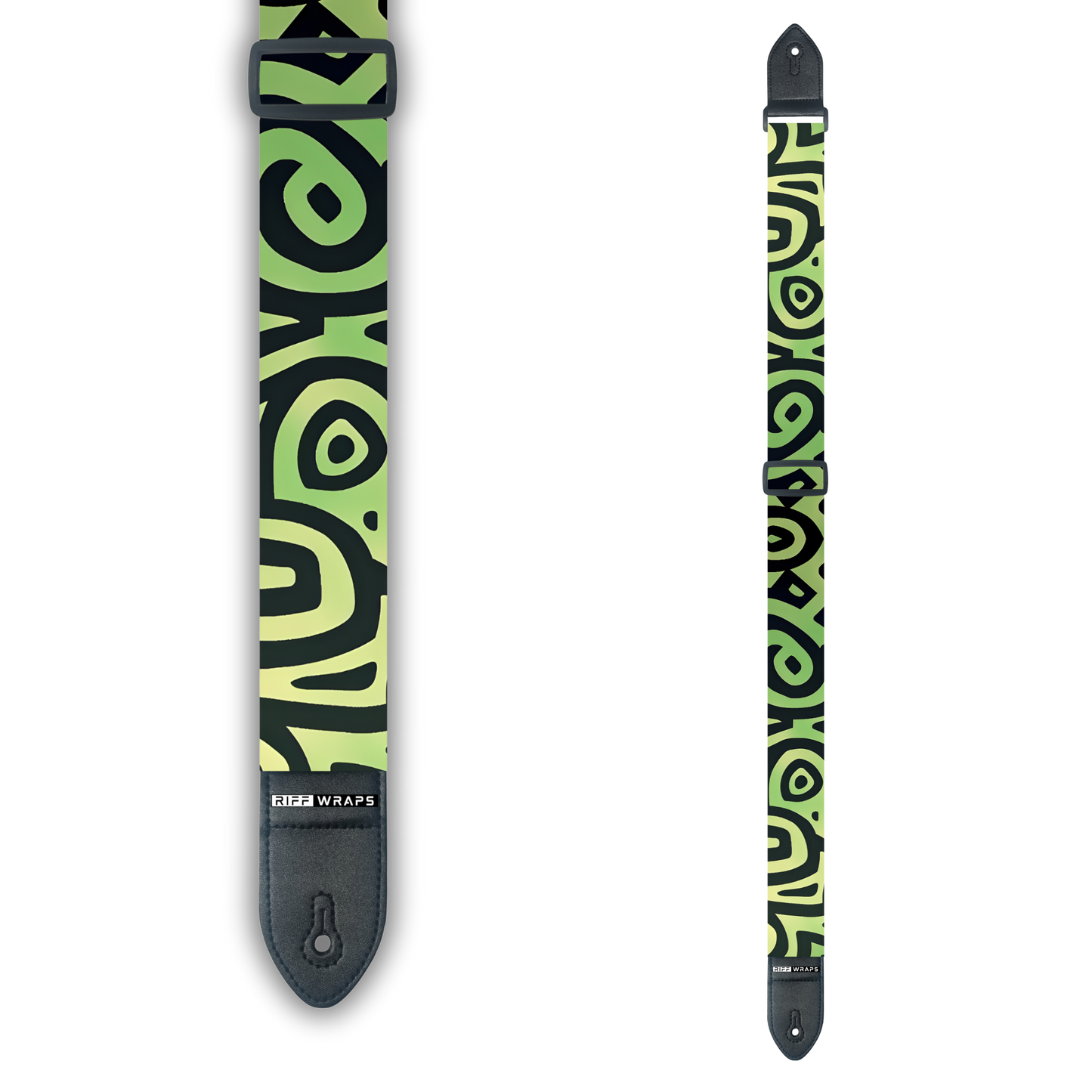 Tribal - Aperiodic Green & Black - Padded Guitar Strap