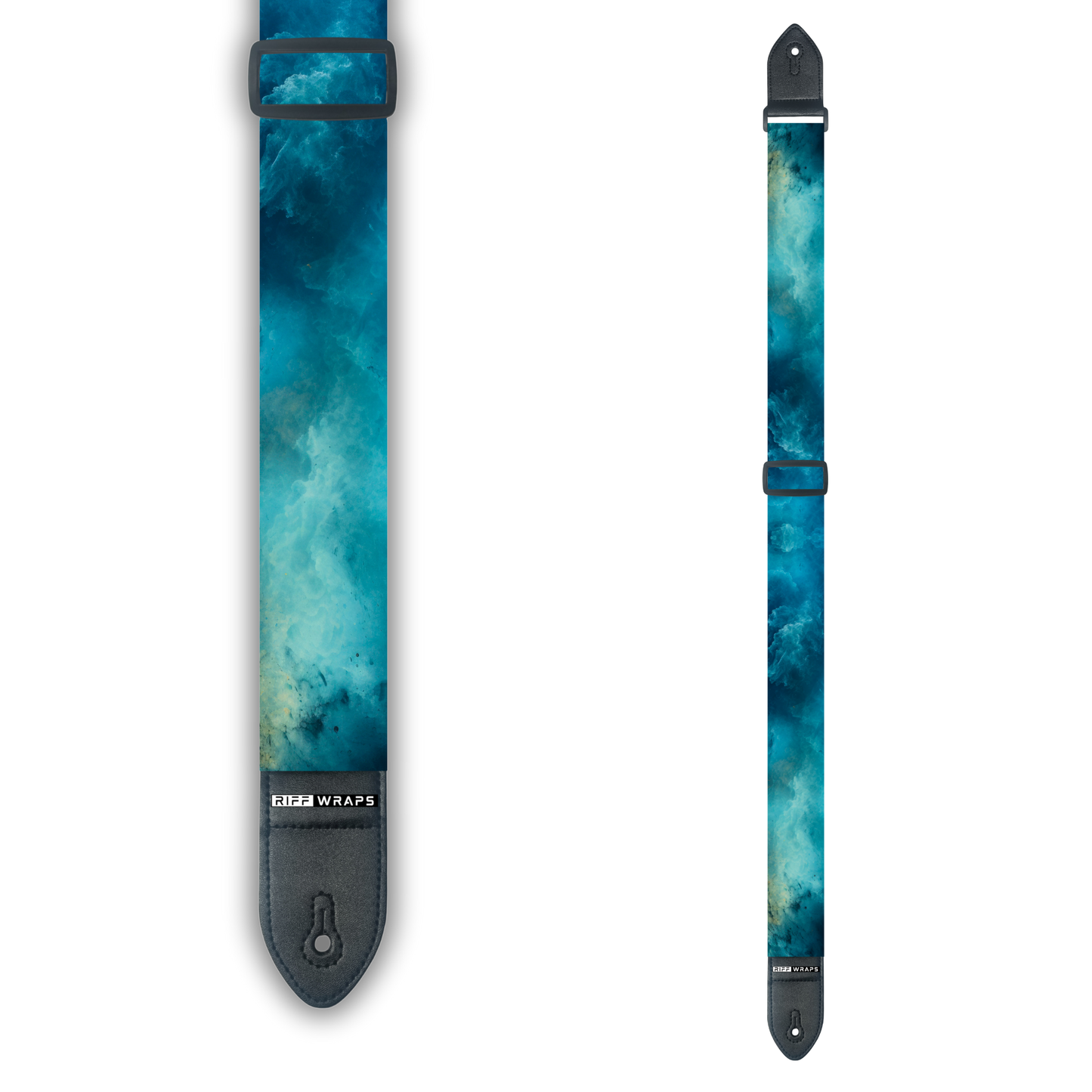 Watercolour - Blue 2 - Padded Guitar Strap