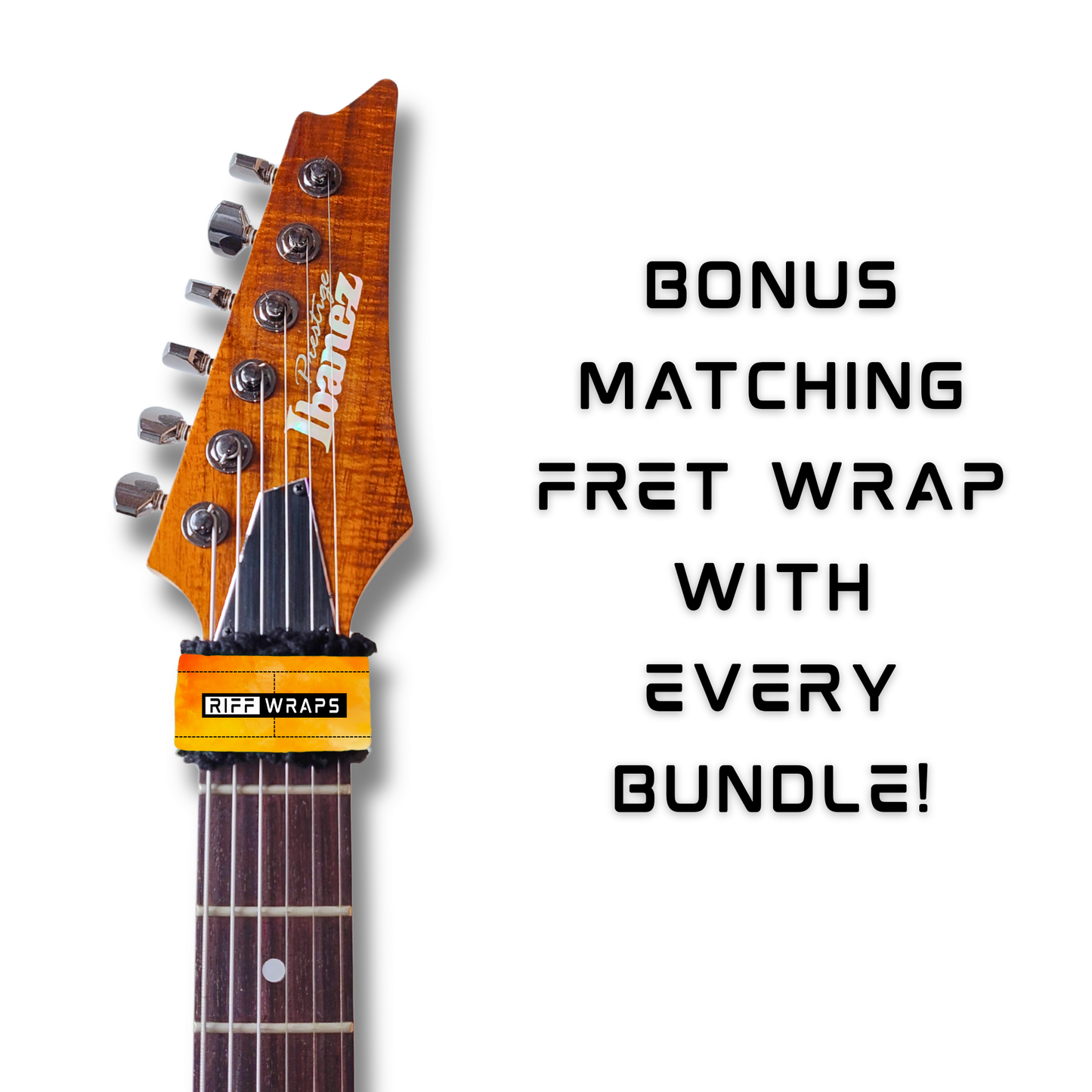 Watercolour - Orange - Guitar Wrap & Strap Bundle