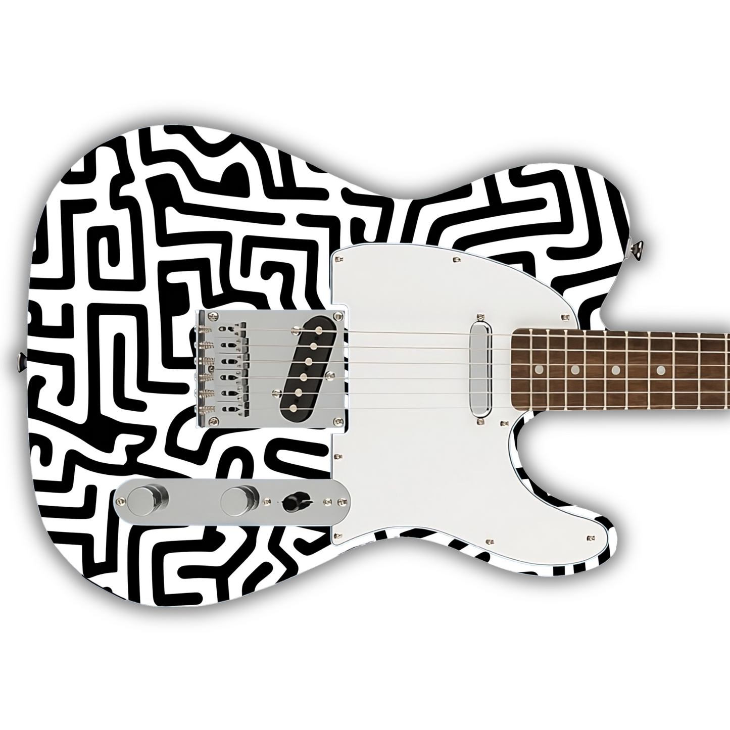 Black & White - Maze - Guitar Wrap & Strap Bundle