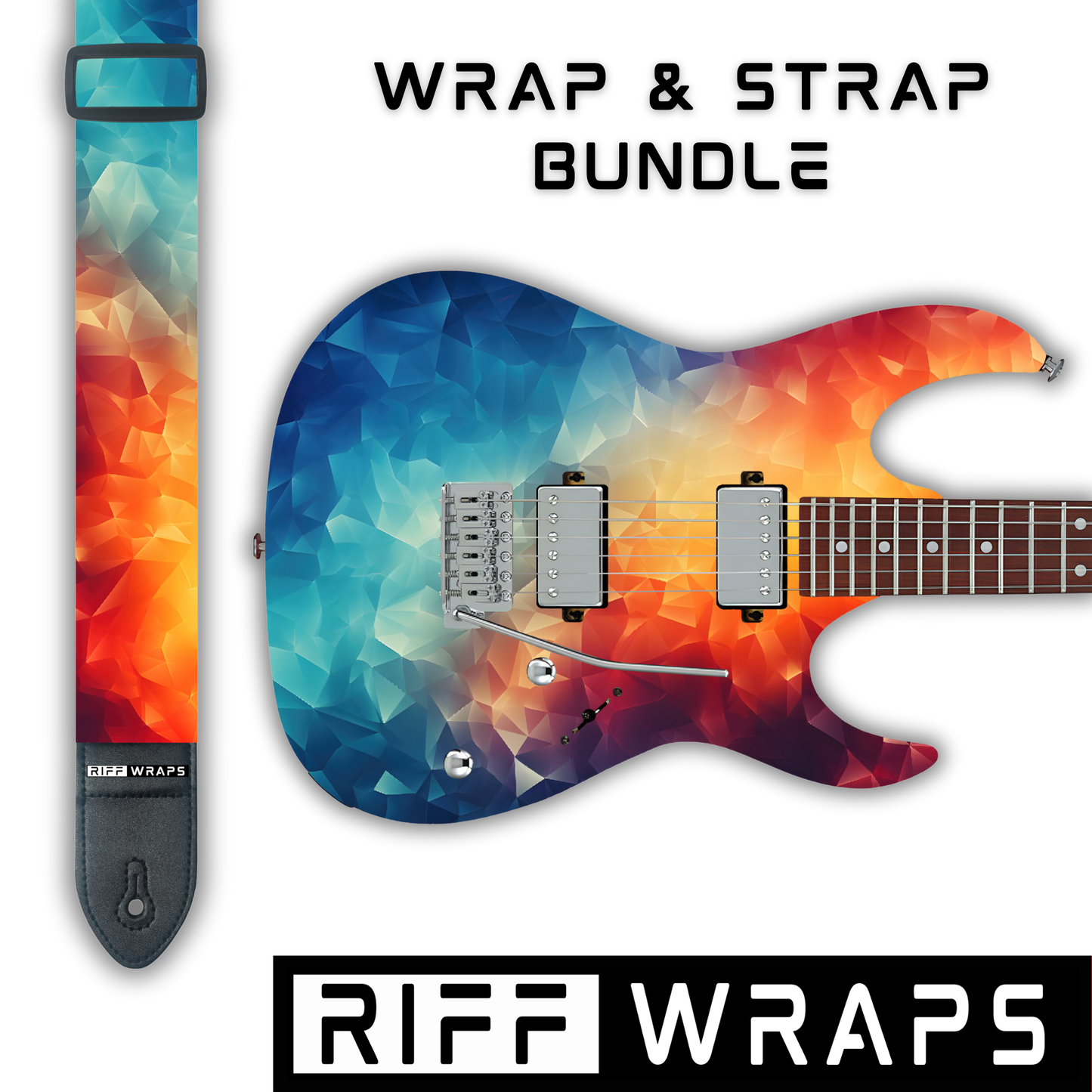 Geometric - Abstract Gradient - Guitar Wrap & Strap Bundle