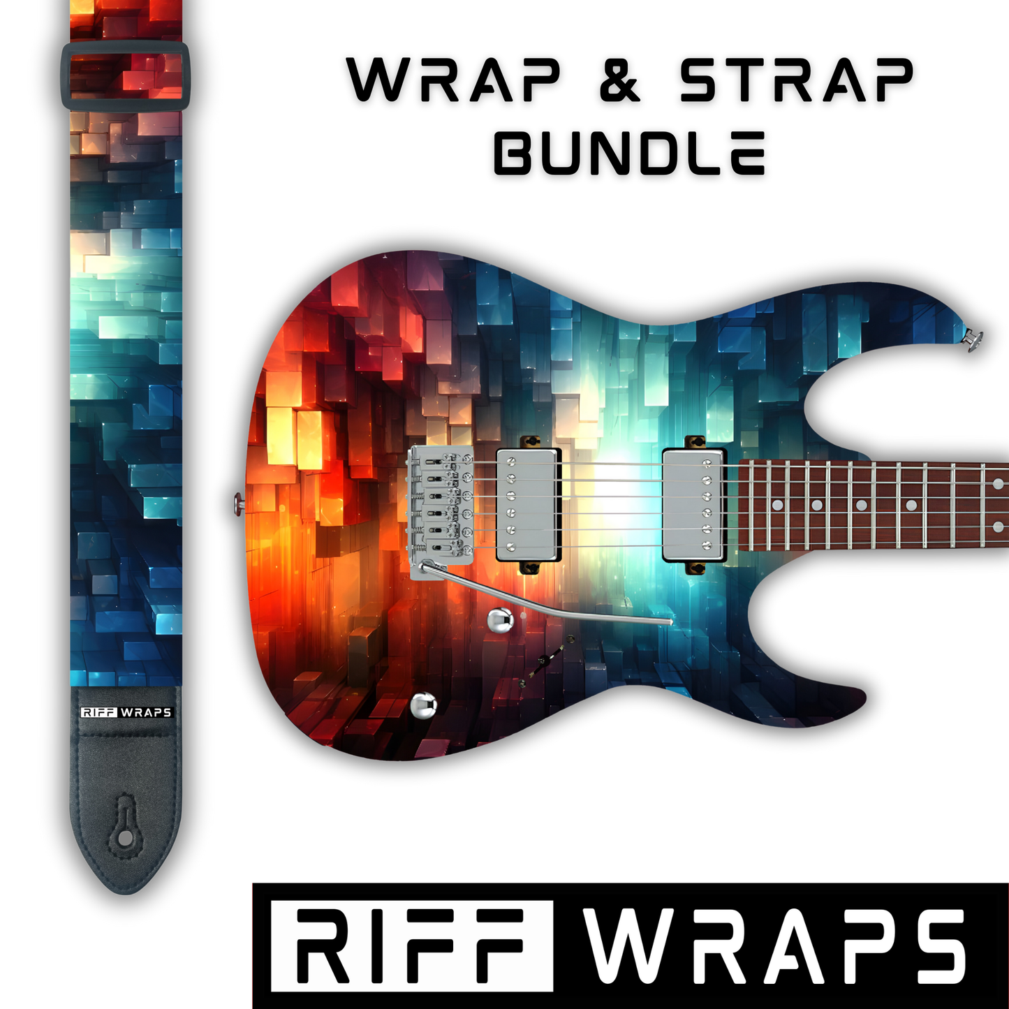 Geometric - Futuristic - Guitar Wrap & Strap Bundle