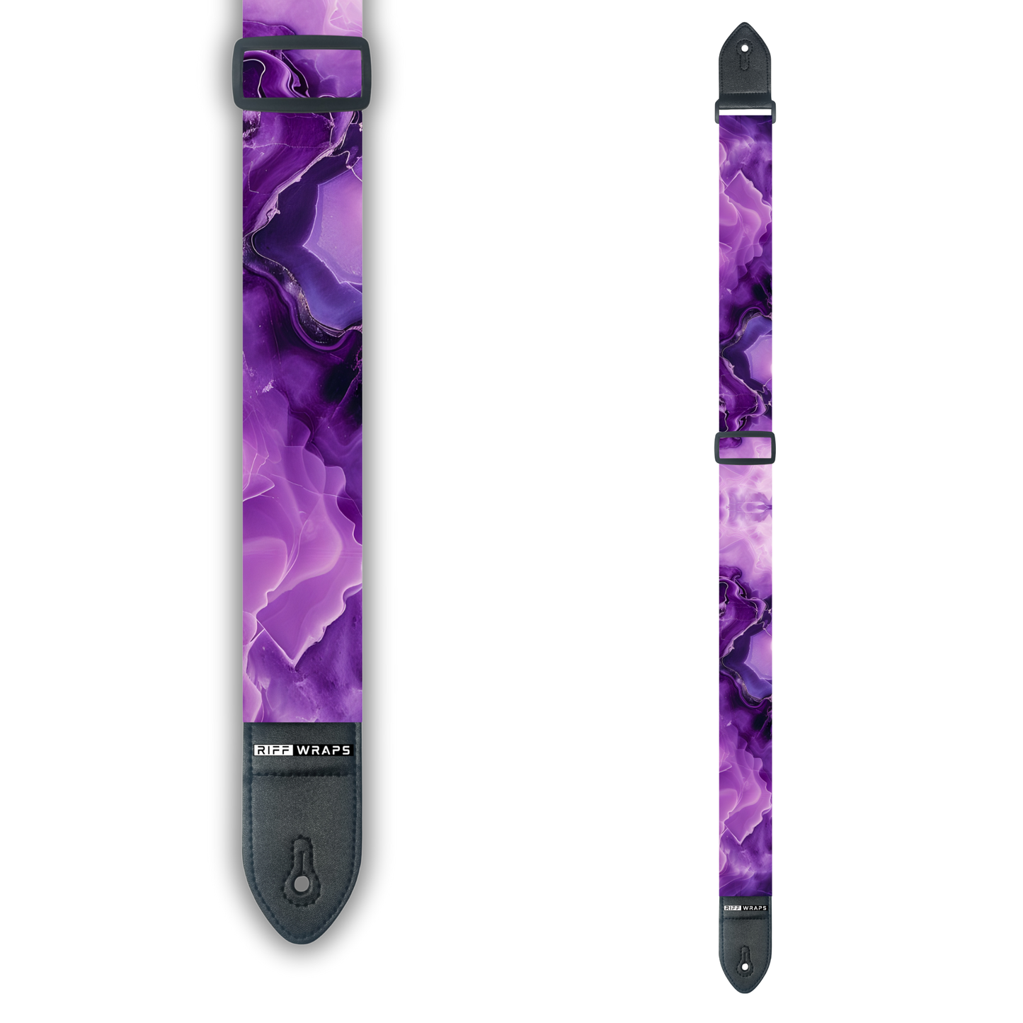 Marble - Purple & White - Padded Guitar Strap