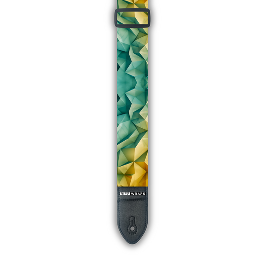 Geometric - Voronoi Green & Yellow - Padded Guitar Strap