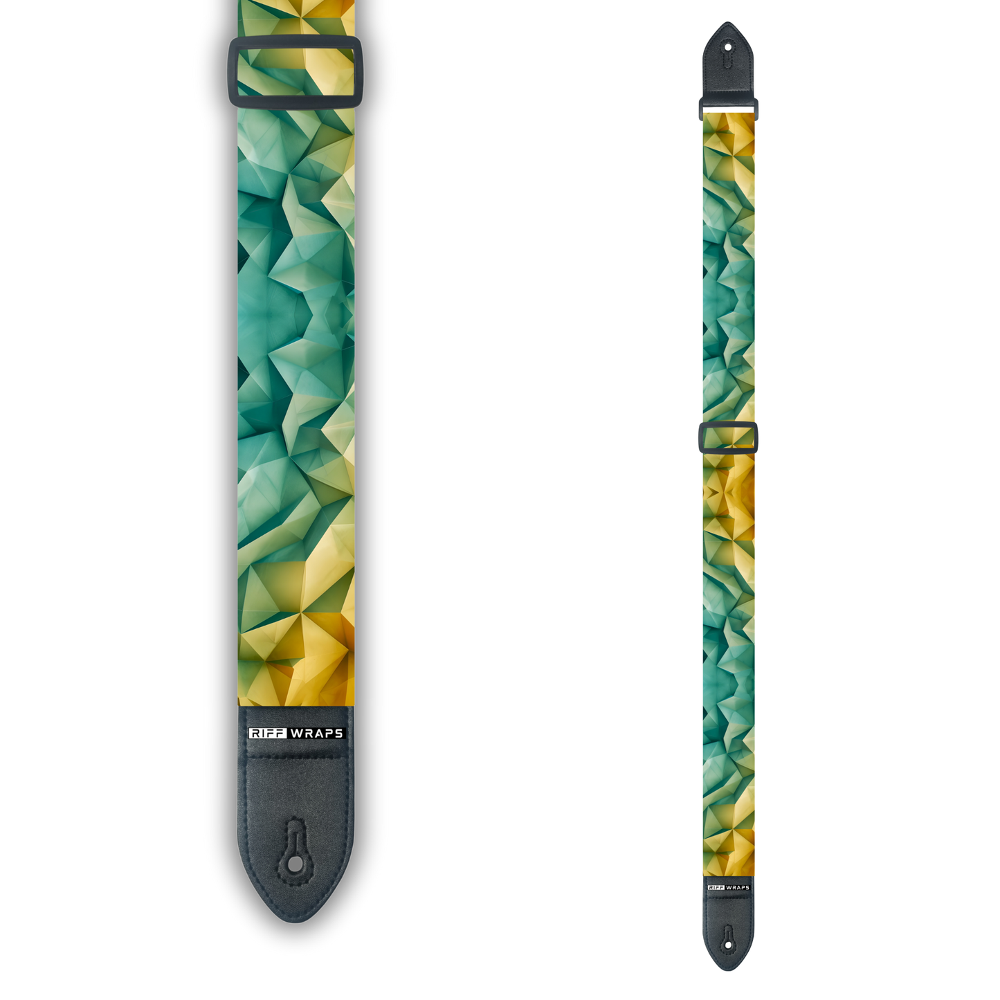 Geometric - Voronoi Green & Yellow - Padded Guitar Strap