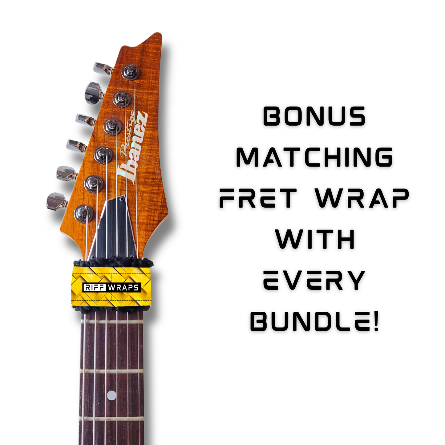 Geometric - 3D Texture Yellow - Guitar Wrap & Strap Bundle