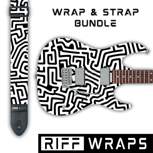 Black & White - Maze - Guitar Wrap & Strap Bundle