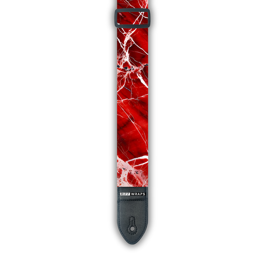 Marble - Red, White & Black - Padded Guitar Strap