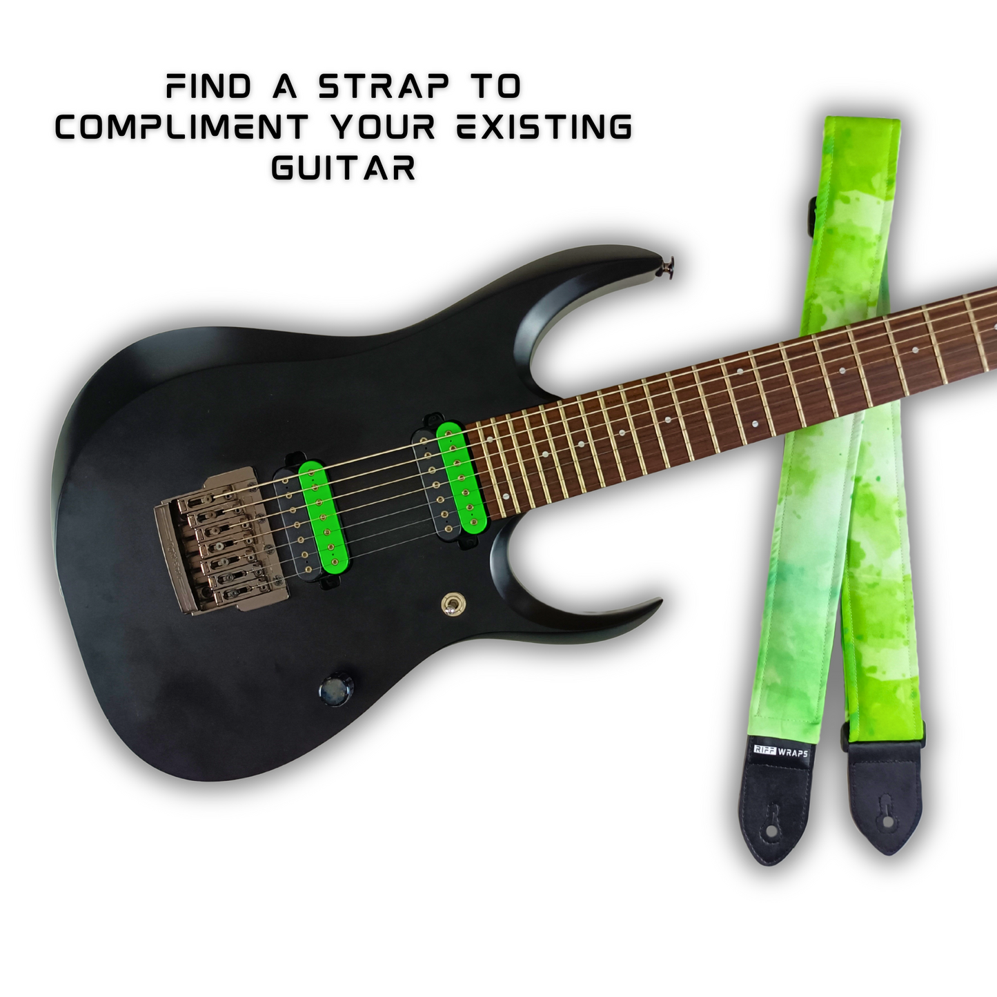 Watercolour - Green 1 - Padded Guitar Strap