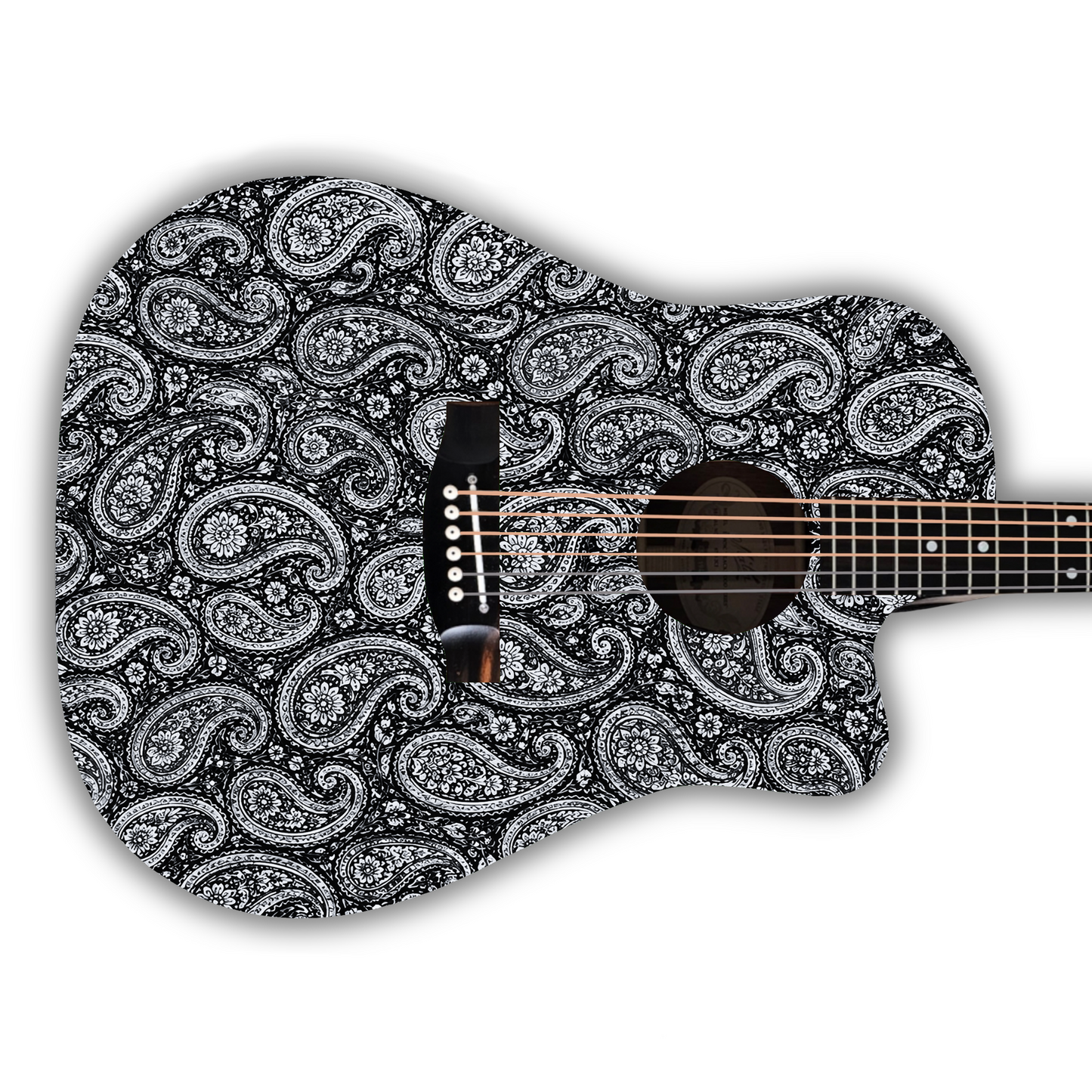 Paisley - Black & White - Guitar Vinyl Wrap