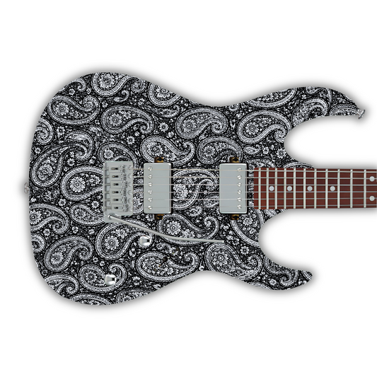 Paisley - Black & White - Guitar Vinyl Wrap