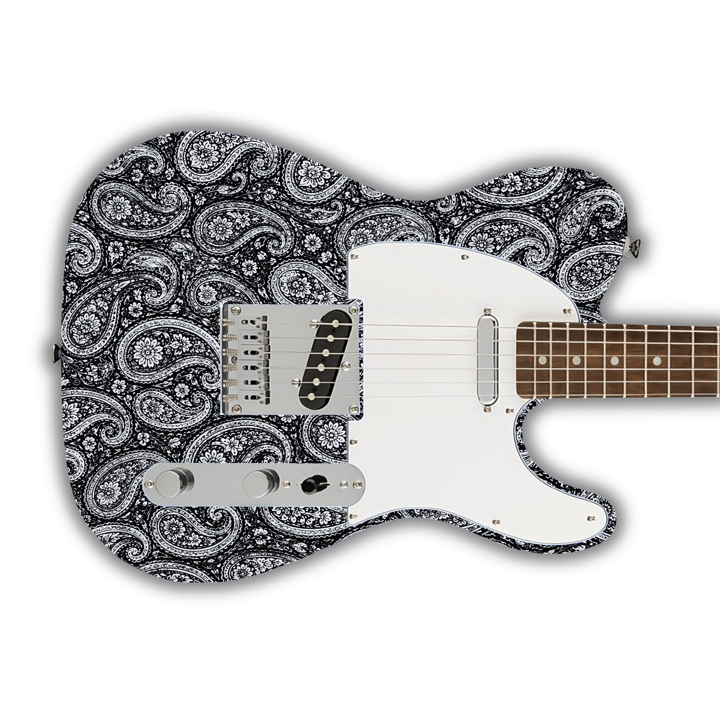 Paisley - Black & White - Guitar Vinyl Wrap