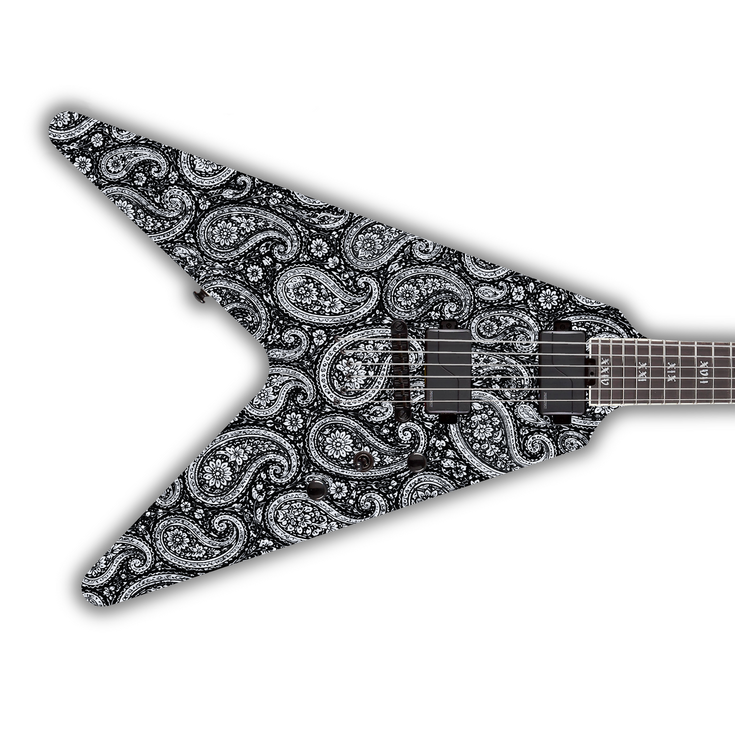 Paisley - Black & White - Guitar Vinyl Wrap