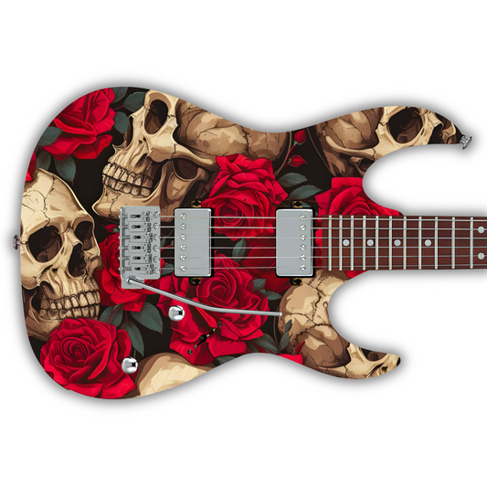 Floral - Skulls & Roses - Guitar Vinyl Wrap
