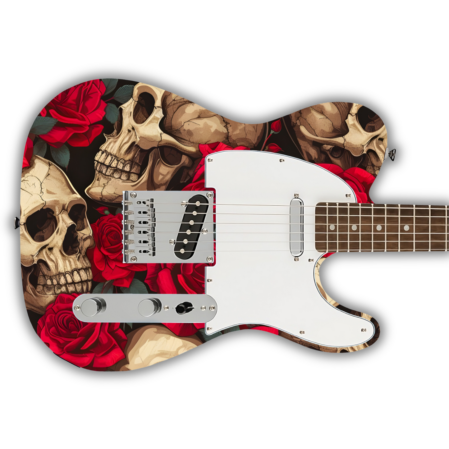 Floral - Skulls & Roses - Guitar Vinyl Wrap