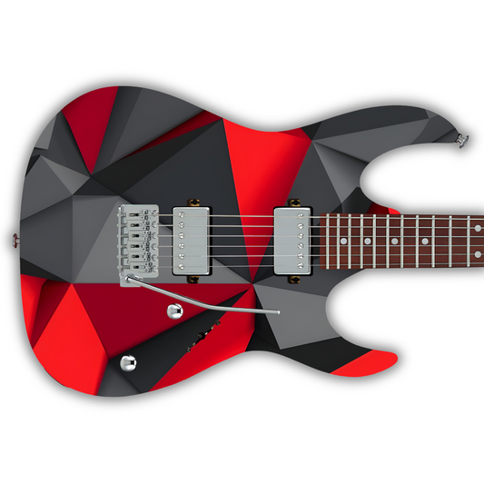 Geometric - Voronoi Red, Black & Grey - Guitar Vinyl Wrap