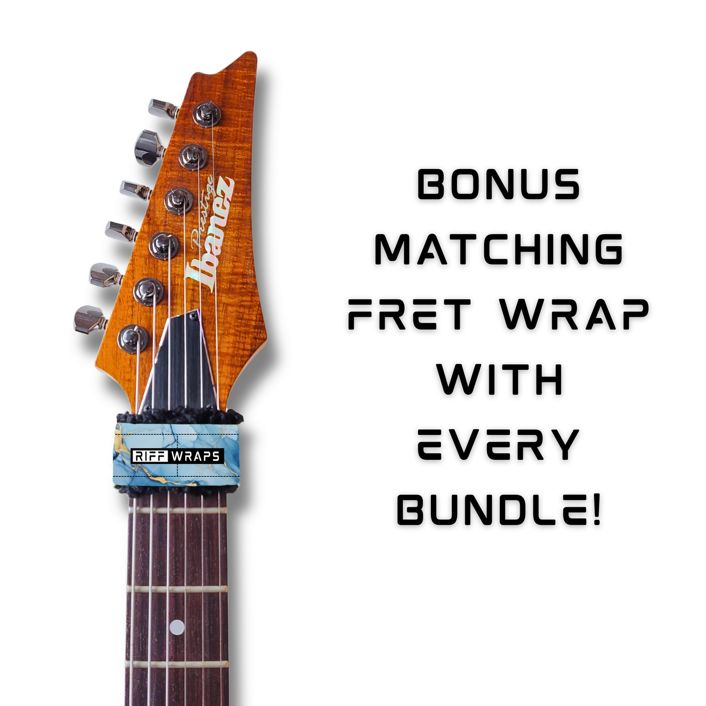 Marble - Blue & Gold - Guitar Wrap & Strap Bundle