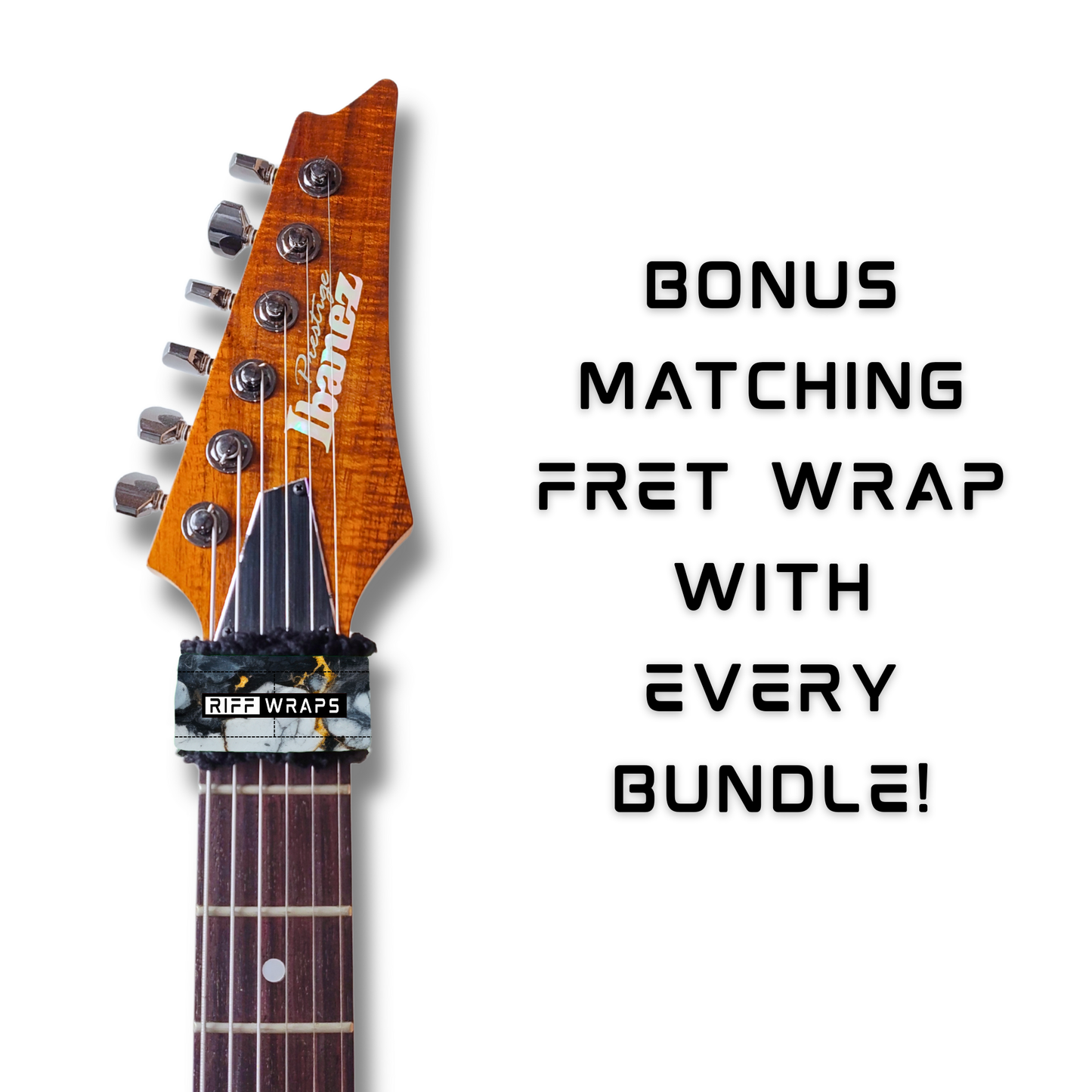 Marble - Grey, White & Gold - Guitar Wrap & Strap Bundle