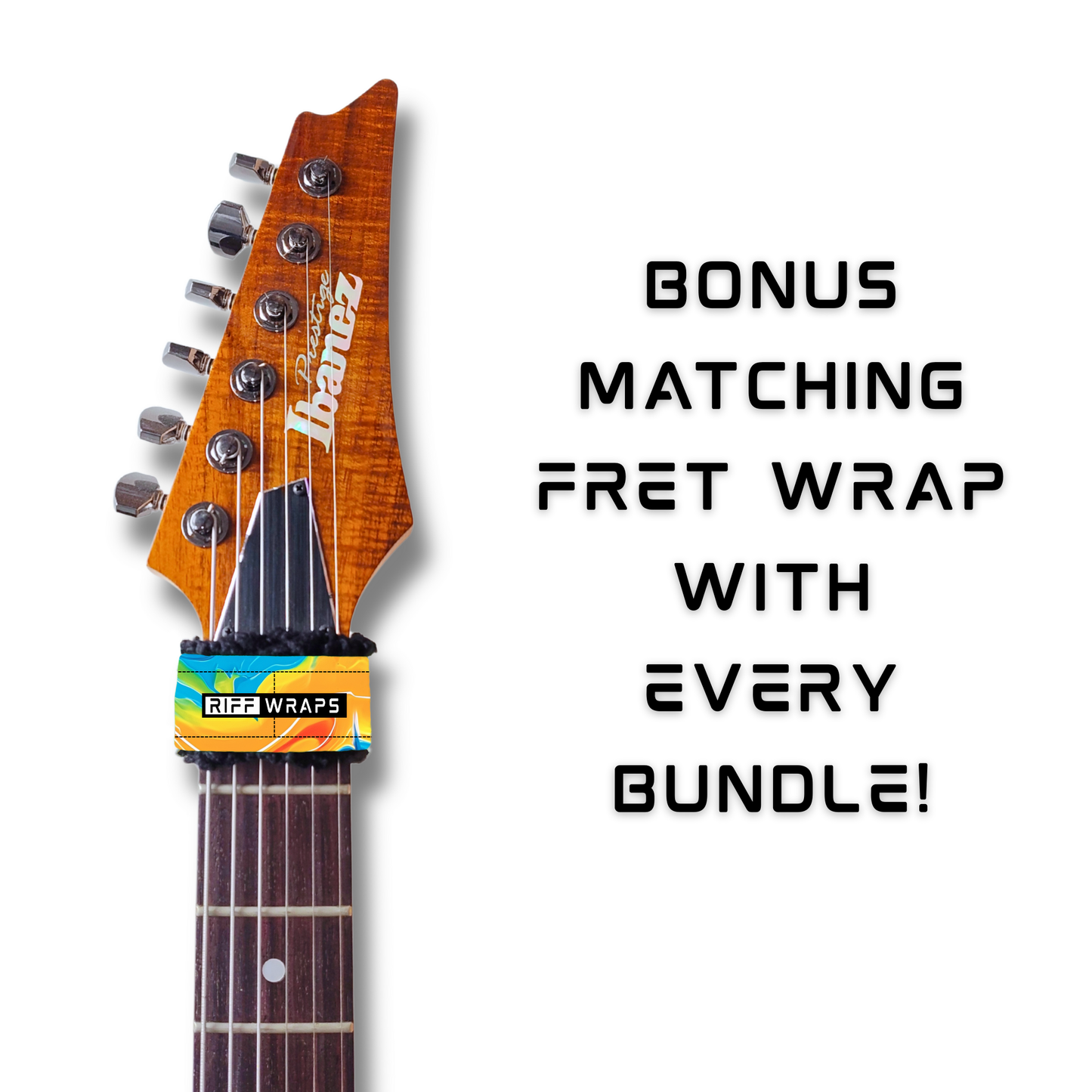Swirls - Blue & Orange  - Guitar Wrap & Strap Bundle