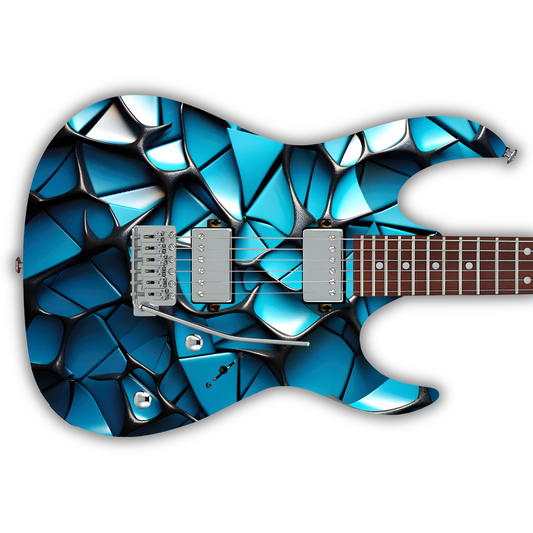 Geometric - Voronoi Blue & Black - Guitar Vinyl Wrap
