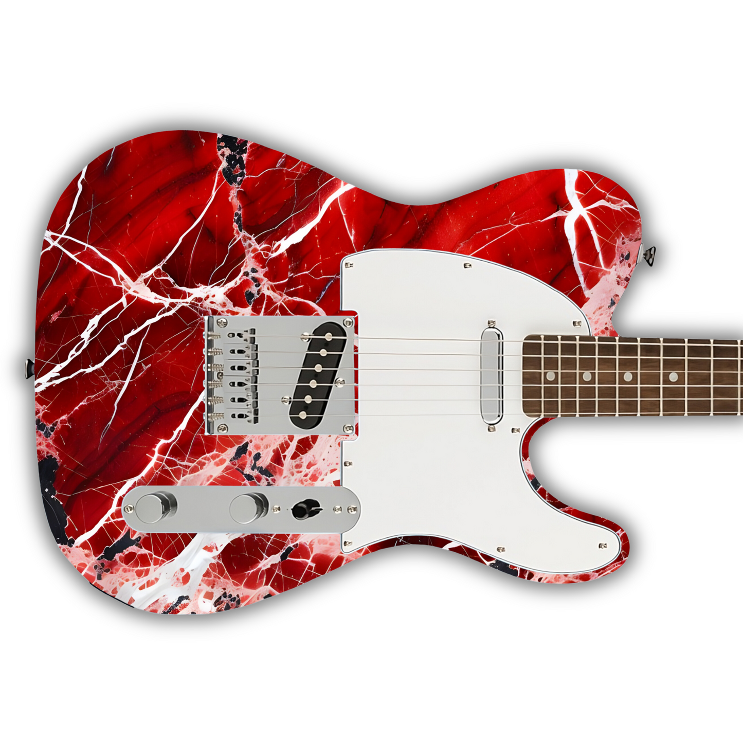 Marble - Red, White & Black - Guitar Wrap & Strap Bundle