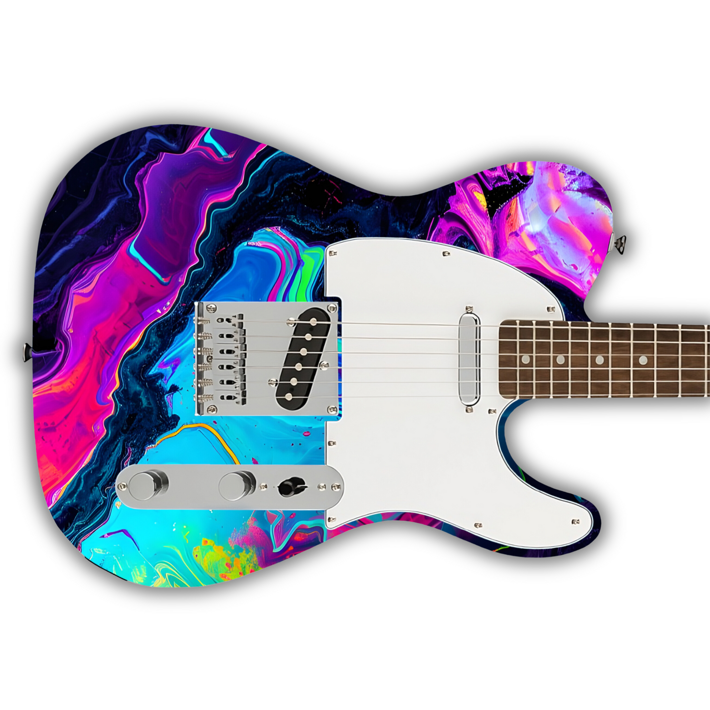 Swirls - Neon 1  - Guitar Wrap & Strap Bundle