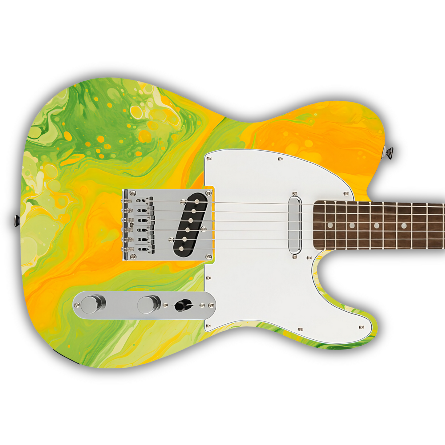 Swirls - Orange & Green - Guitar Wrap & Strap Bundle