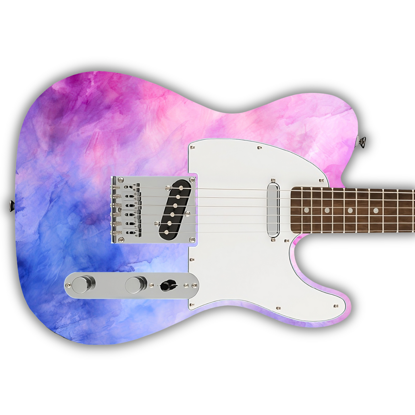 Watercolour - Pink & Blue - Guitar Wrap & Strap Bundle