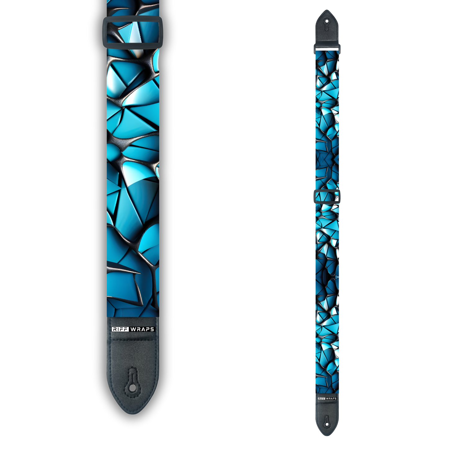 Geometric - Voronoi Blue & Black - Padded Guitar Strap