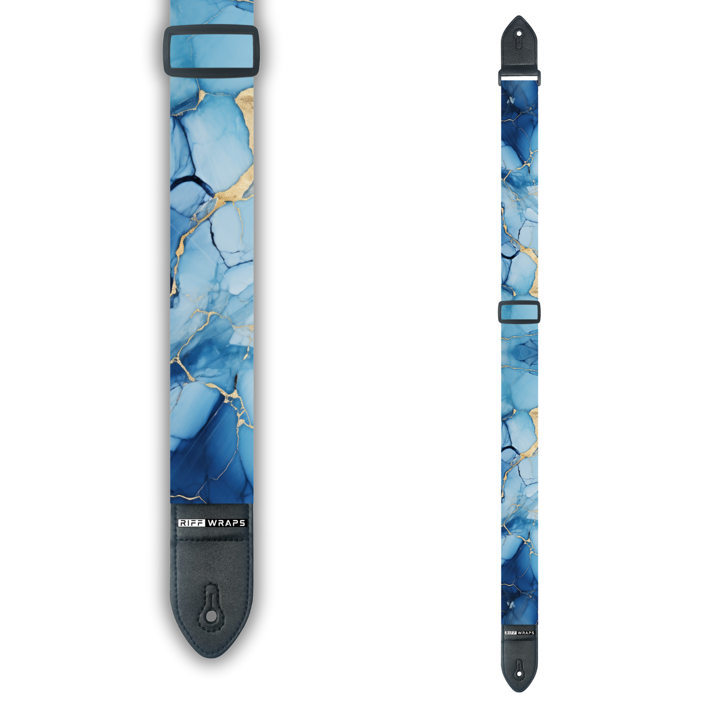 Marble - Blue & Gold - Guitar Wrap & Strap Bundle