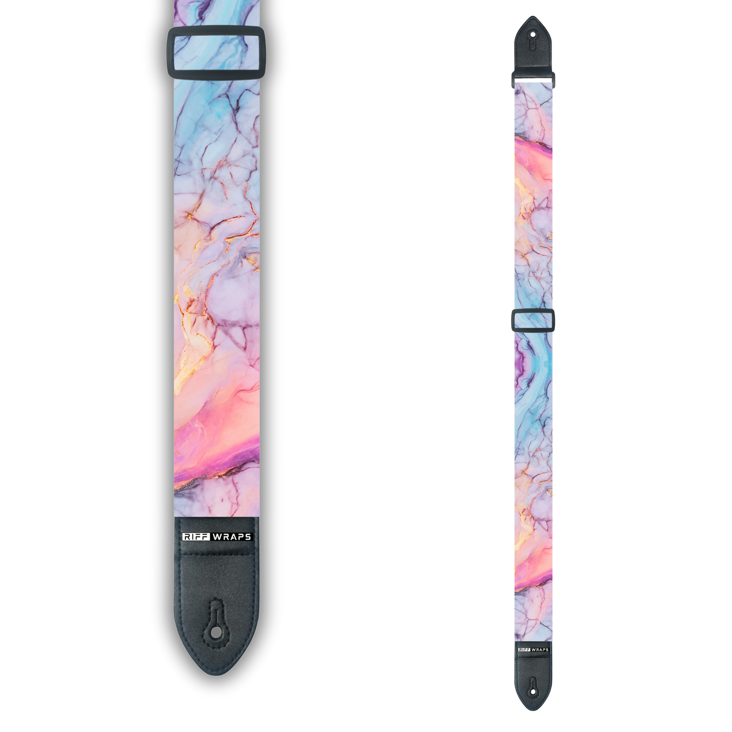 Marble - Purple, Blue, White & Gold - Padded Guitar Strap