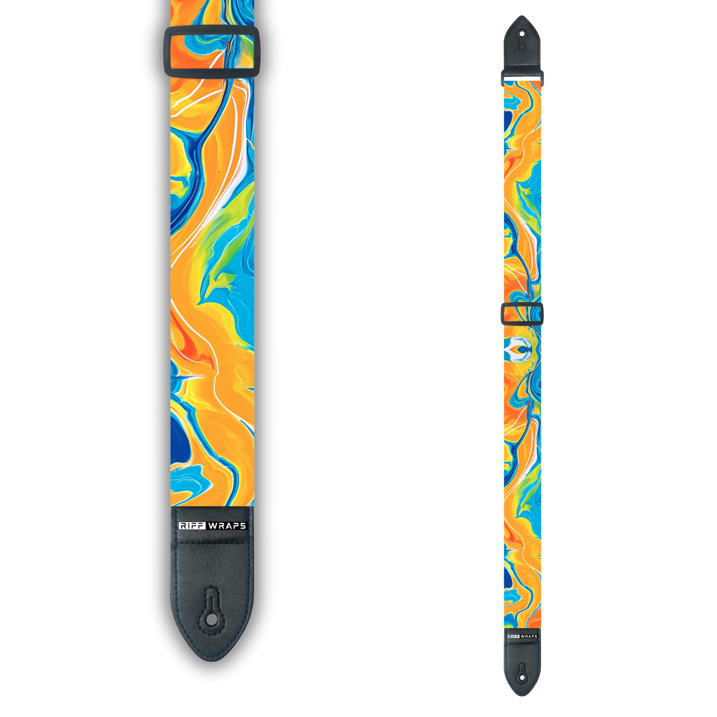 Swirls - Blue & Orange  - Guitar Wrap & Strap Bundle