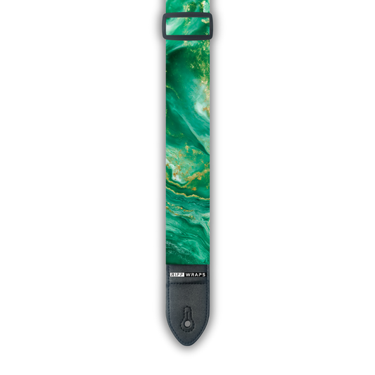 Marble - Green, White & Gold 1 - Padded Guitar Strap