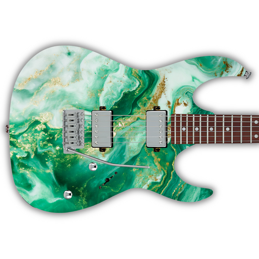 Marble - Green, White & Gold 1 - Guitar Vinyl Wrap