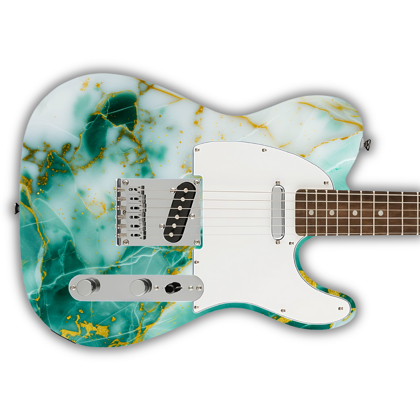 Marble - Green, White & Gold 2 - Guitar Vinyl Wrap