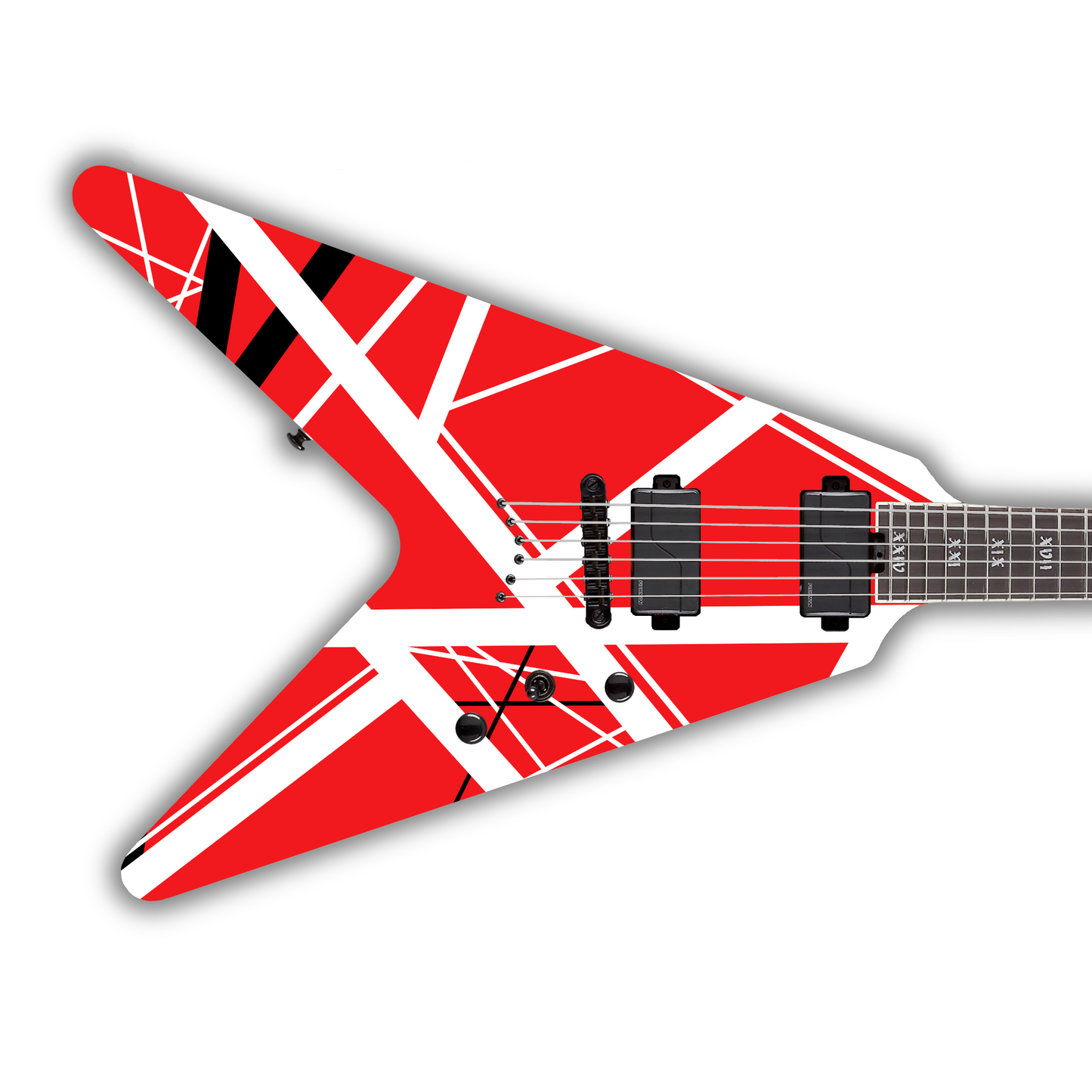 Icons - Red With Black & White Stripes - Guitar Vinyl Wrap