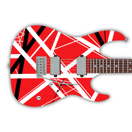 Icons - Red With Black & White Stripes - Guitar Vinyl Wrap